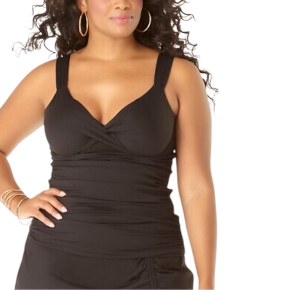 Anne Cole Swim Twist Ruched Tankini Top - Picture 1 of 16